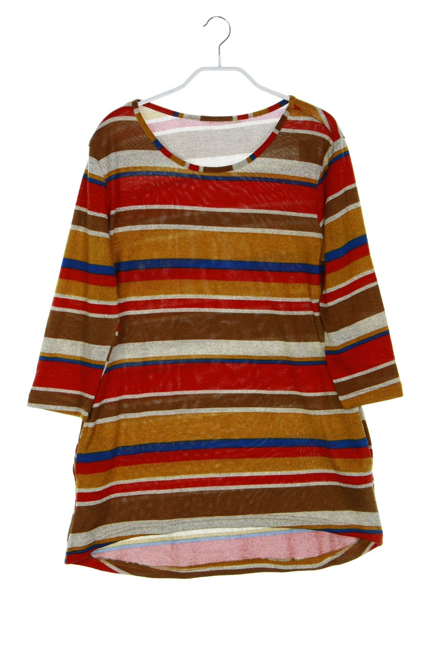 Ohne Label - Long-Strick-Pullover mit Streifen - M