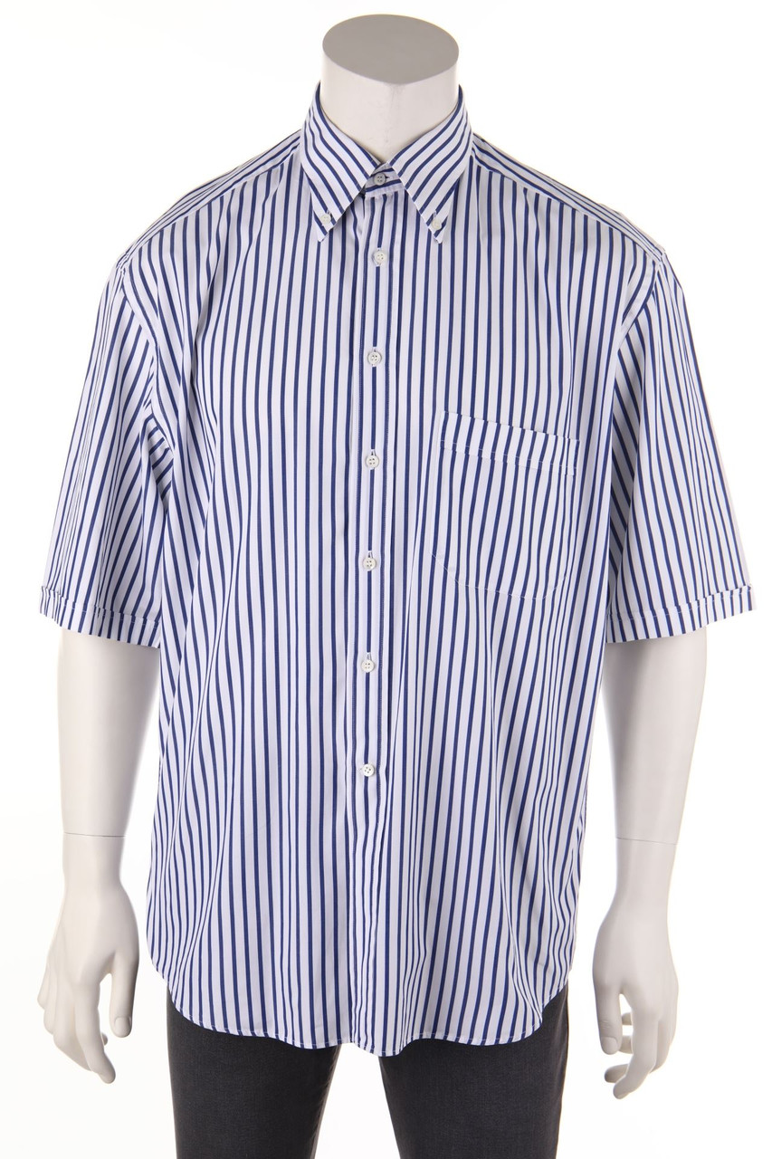 CANALI - gestreiftes Kurzarm-Hemd aus Baumwolle mit Streifen - XL