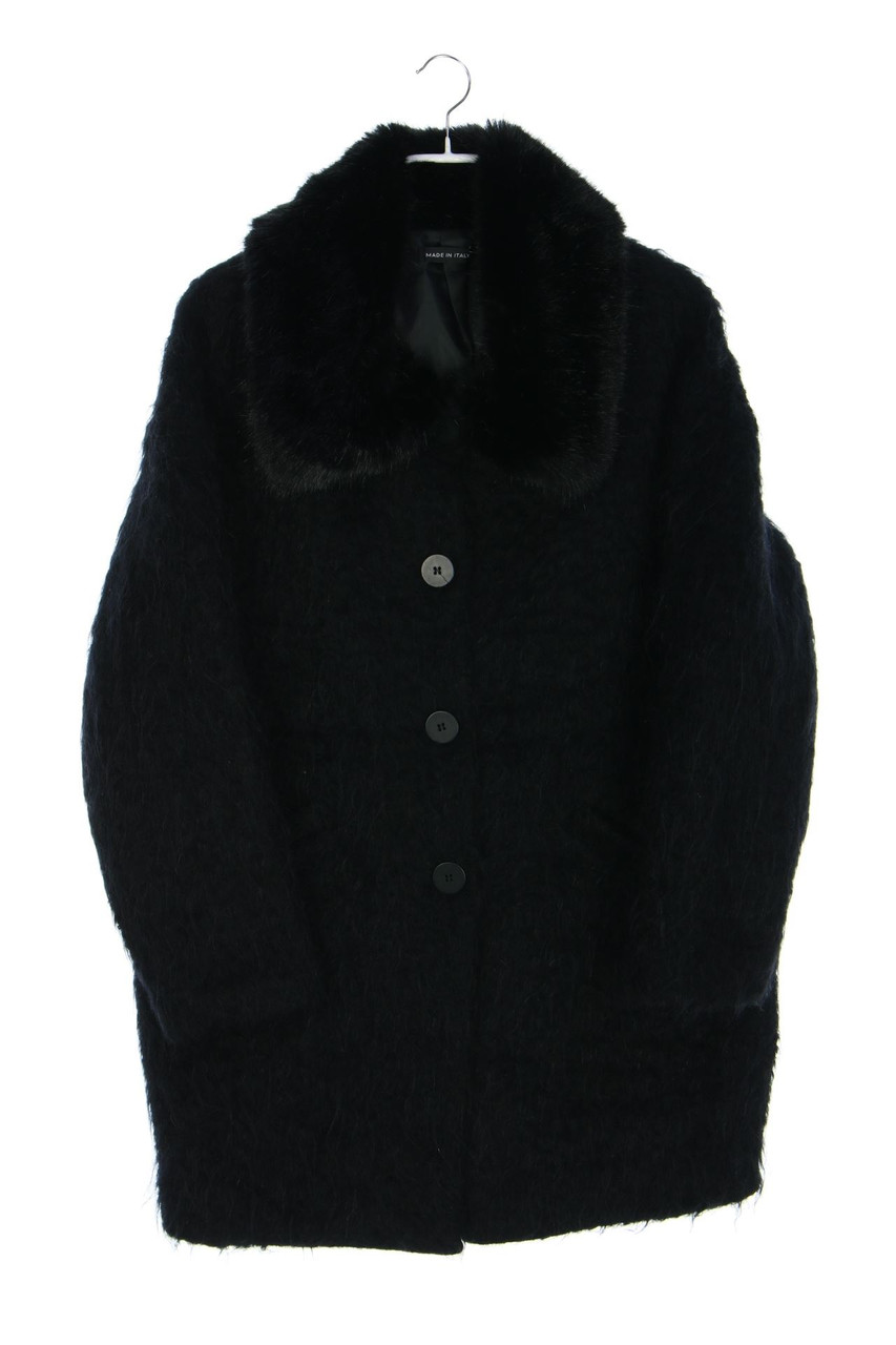 Ohne Label - Mantel aus Woll-Mix mit Faux Fur-Kragen - L