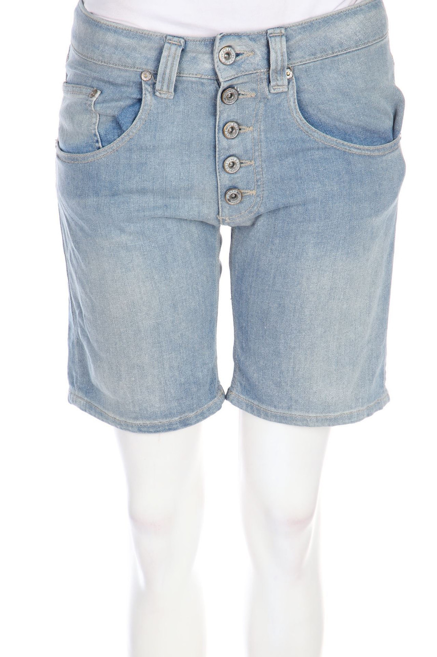 Please - Jeans-Shorts mit Metallic-Effekt - XS