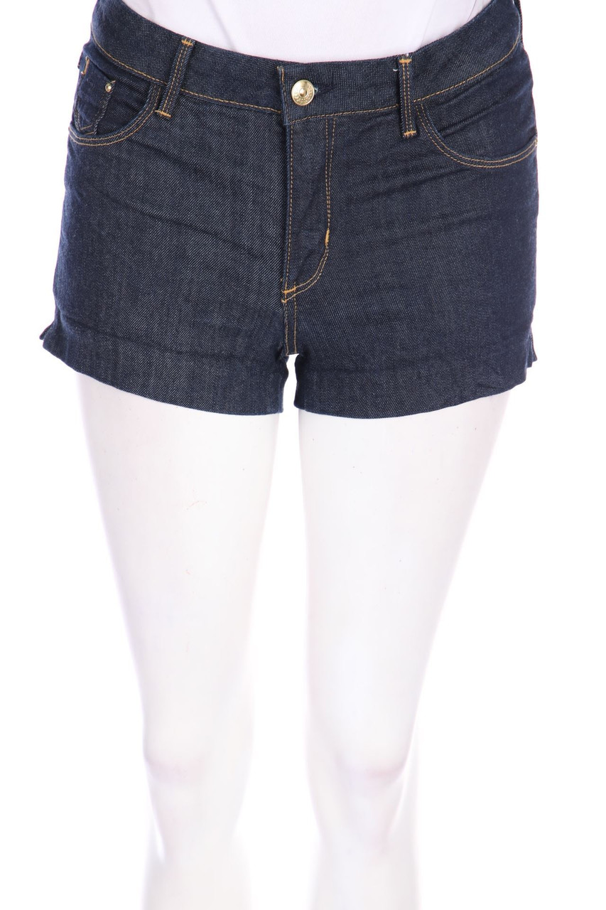 H&M &denim - Dark Denim-Jeans-Shorts mit Stretch - D 36