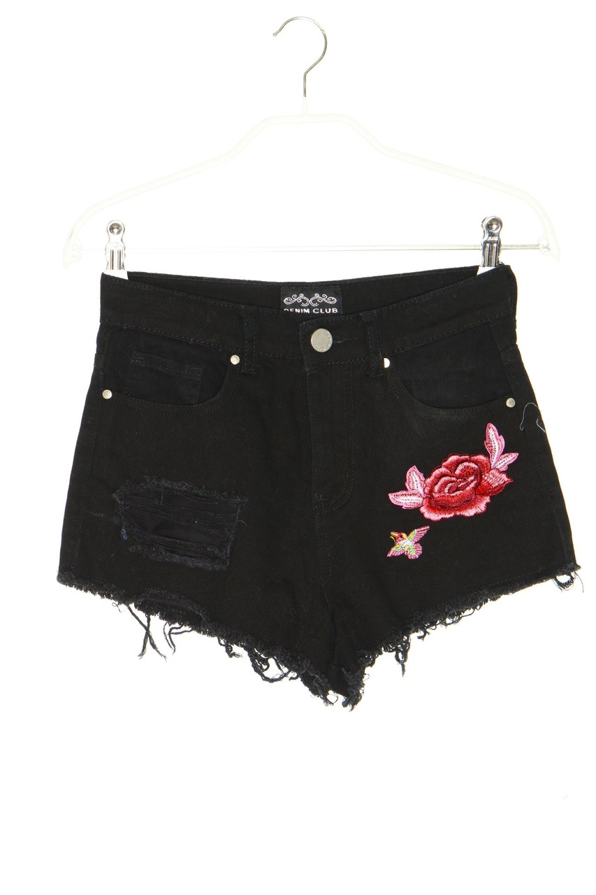 DENIM CLUB - Sommer-Hotpants im Destroyed Look mit Stickereien - D 34