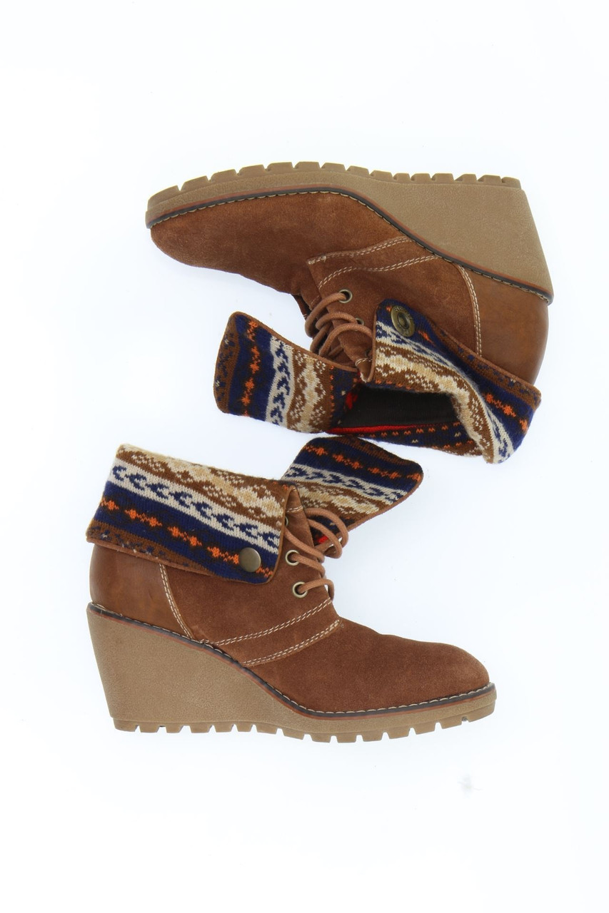 s.Oliver - Echt-Leder-Stiefeletten im Layer Look mit Keilabsatz