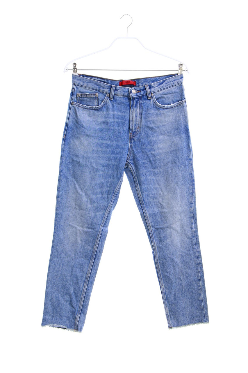 HUGO HUGO BOSS - Used Look Straight Cut Jeans mit Logo-Patch - W32