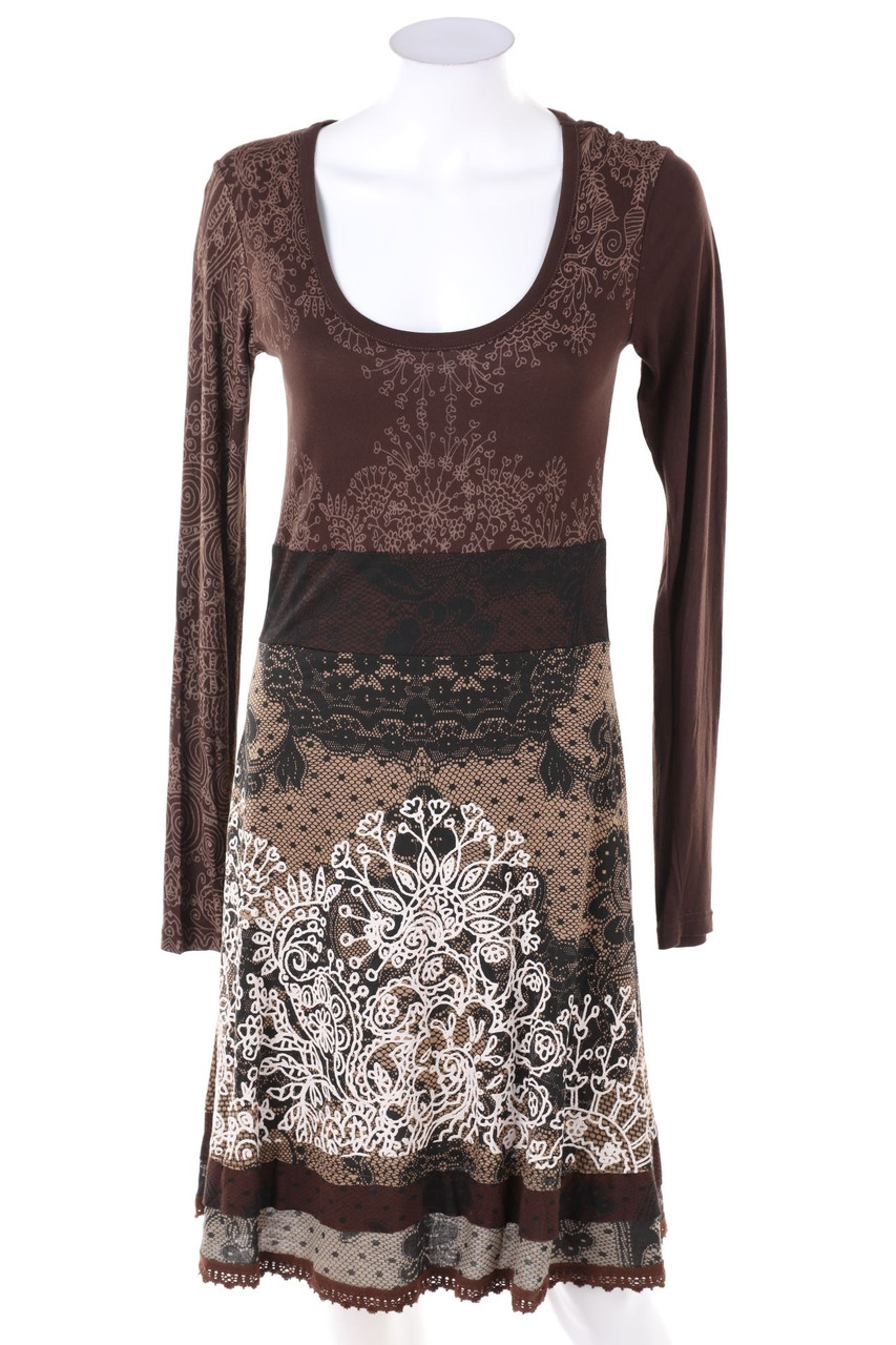 Desigual - Print-Kleid aus Jersey im Layer Look mit Logo-Stickerei - S