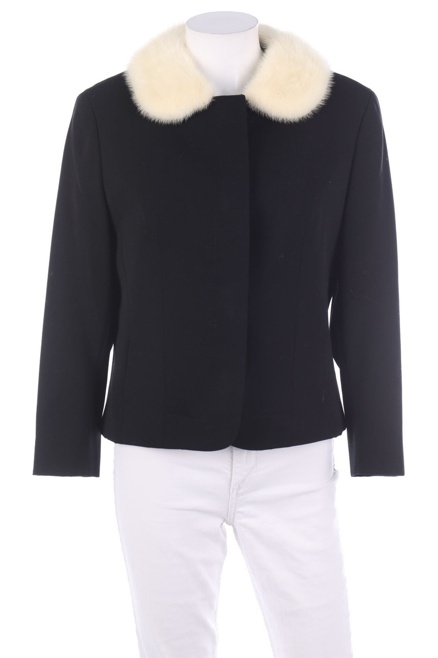 VINTAGE - Woll-Jacke mit Echt-Pelz-Besatz - M