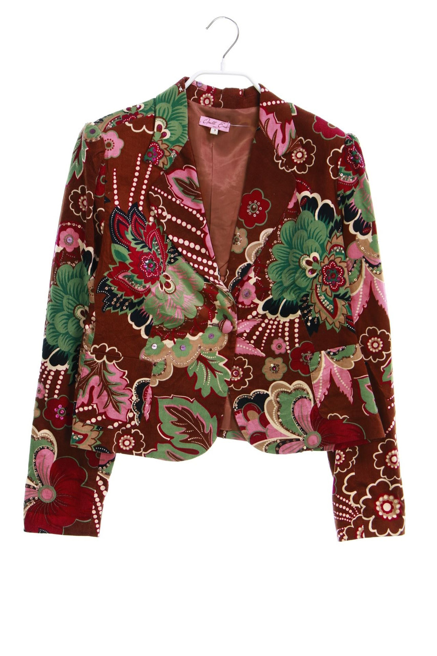 OPULLENCE PARIS - Cord-Blazer mit floralem Muster mit Pailletten - D 40