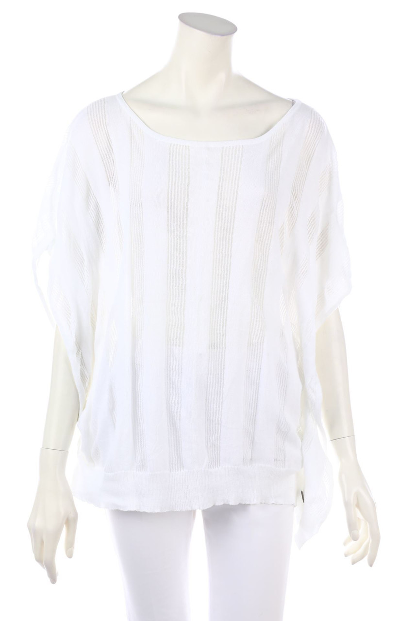 Calvin Klein Jeans - Kurzarm-Strick-Pullover mit Lochstrick-Details - M