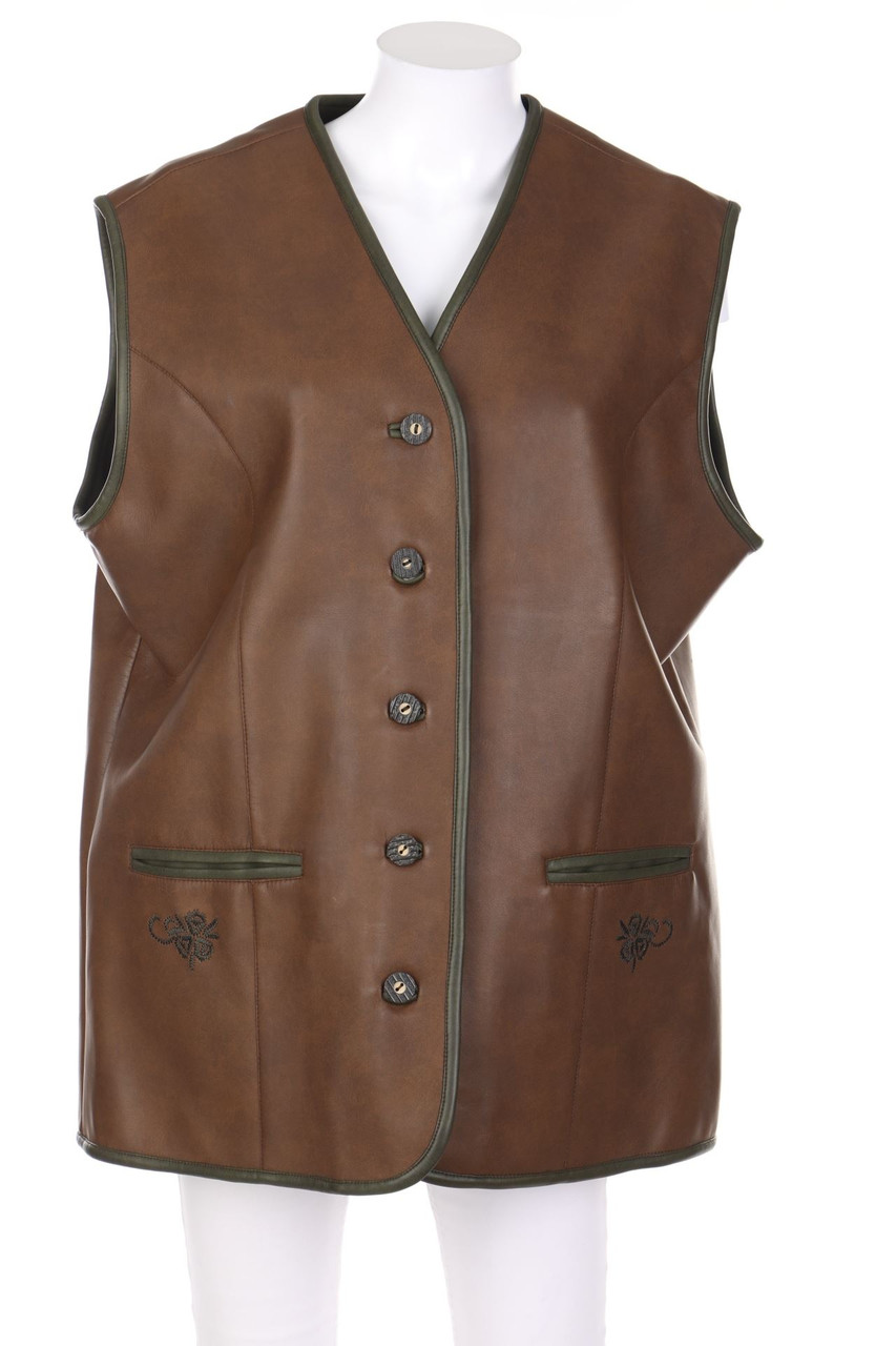 snap - Faux Leather-Weste mit Stickereien - L