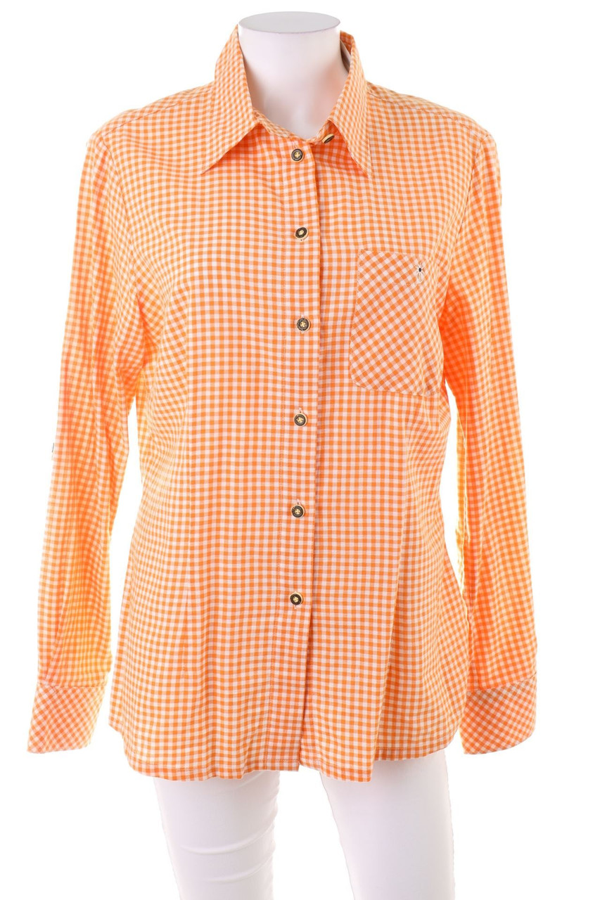 Ohne Label - Karo-Hemd-Bluse im Trachten-Stil - D 40