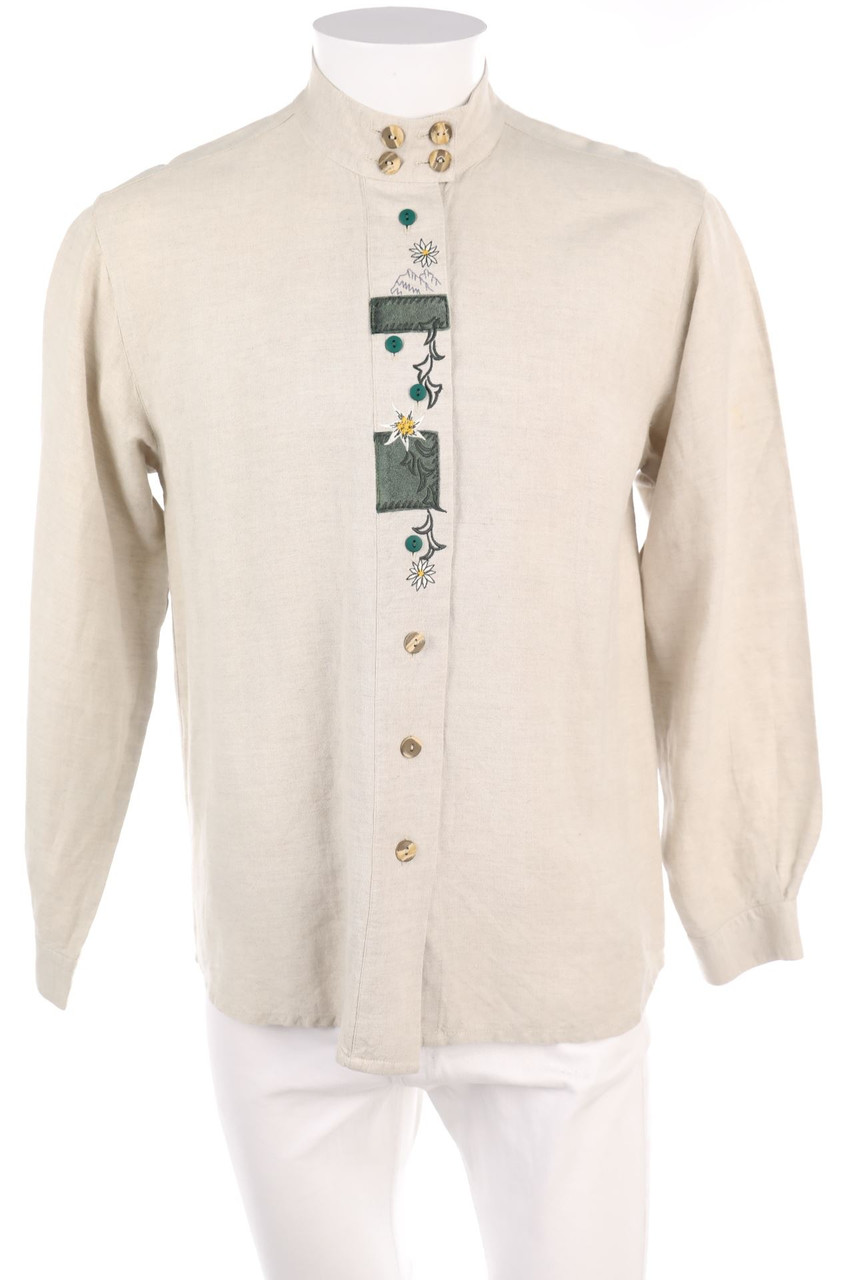 Isar Trachten - Trachten-Bluse aus Leinen-Mix - D 38