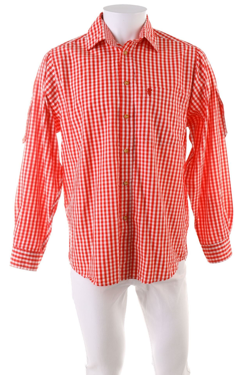 Nockstein Trachten - kariertes Hemd aus Baumwolle mit Logo-Stickerei - S