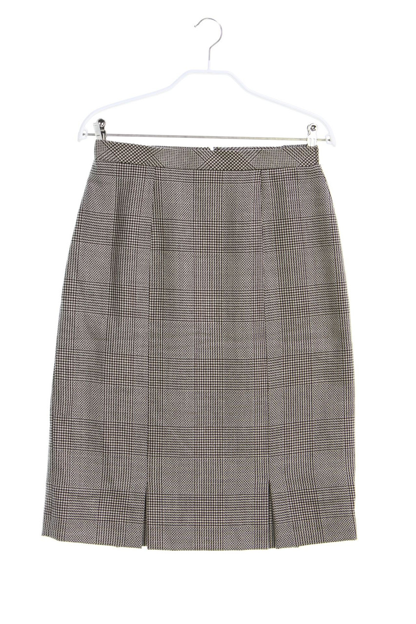 Ohne Label - Bleistift-Rock aus Schurwolle mit Karo-Muster - D 38