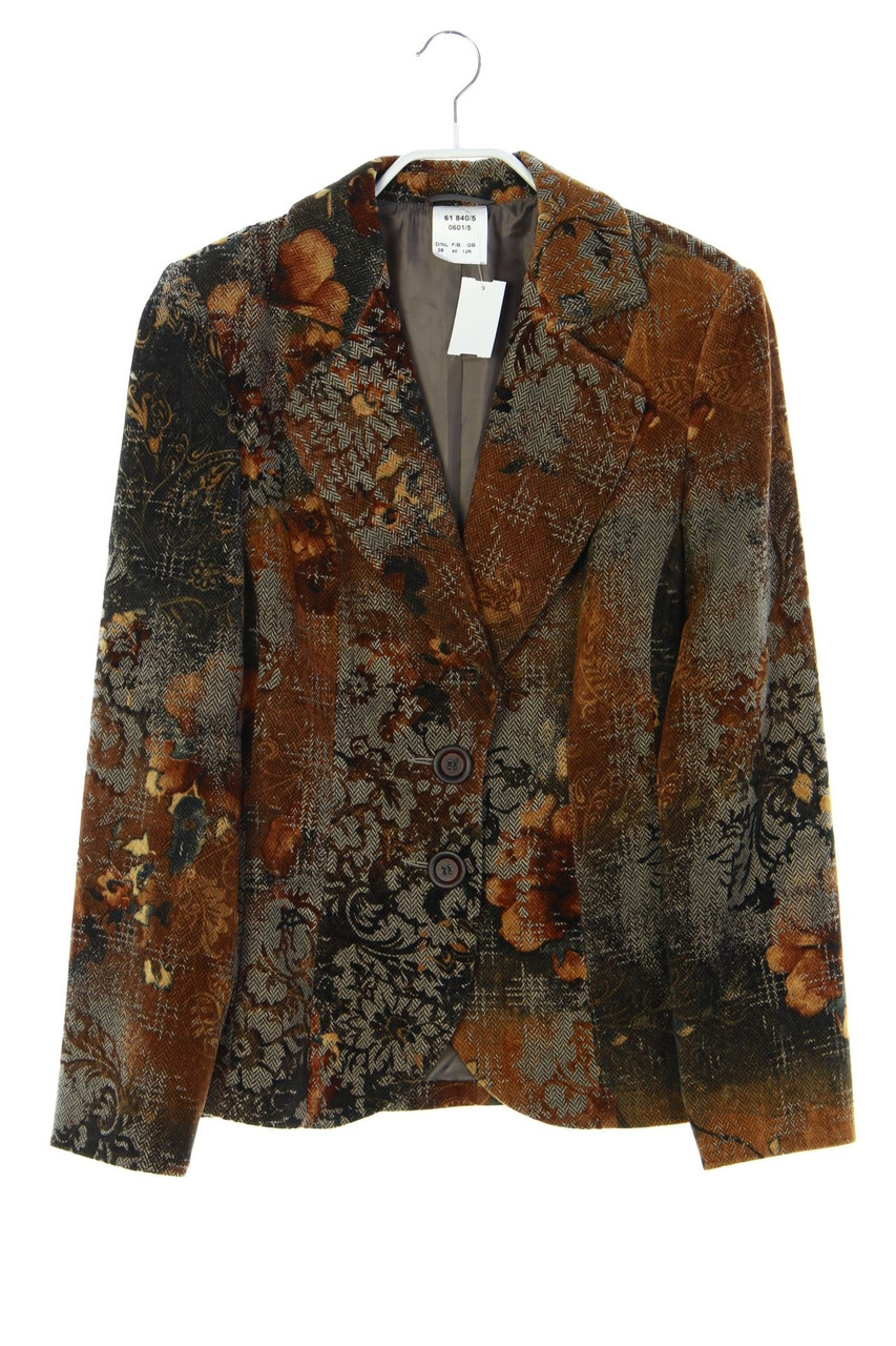 Ohne Label - Blazer-Jacke aus Viskose-Mix mit floralem Muster - D 38