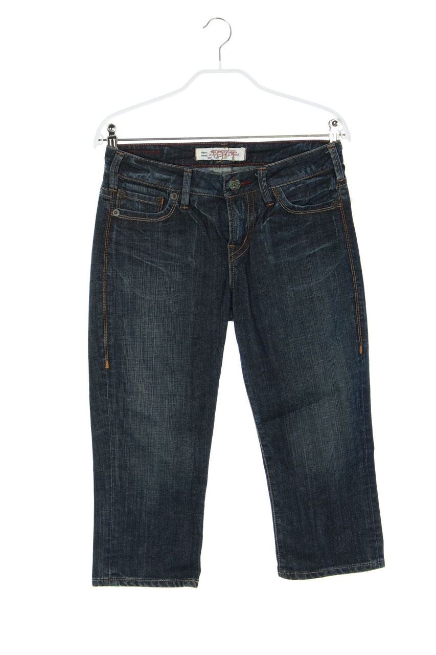 Ohne Label - Denim-Capri-Hose im Used Look - W28