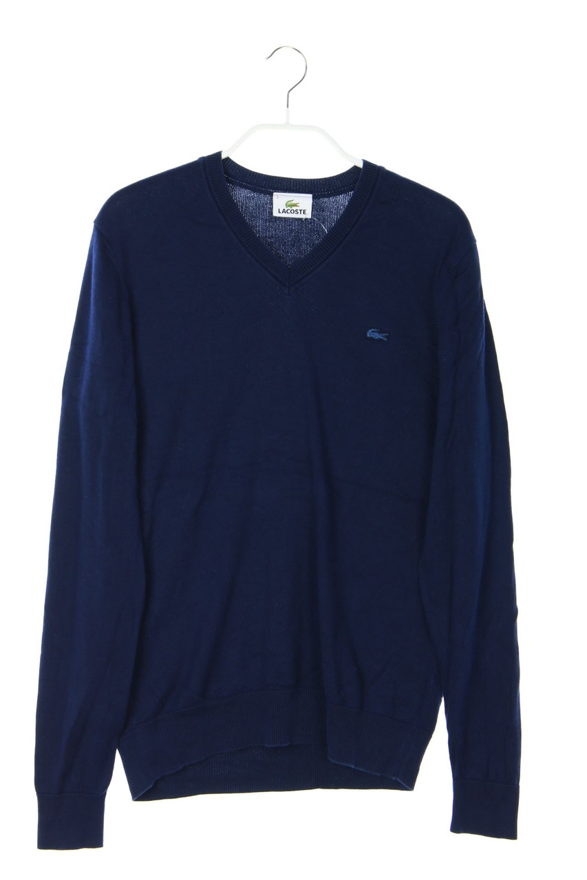 LACOSTE Baumwoll-Strick-Pullover mit V-Neck mit Logo-Applikation S