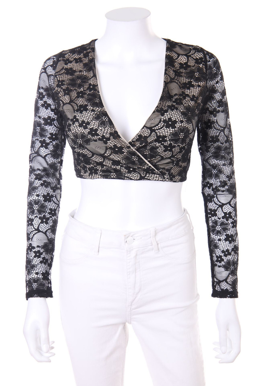 REVERSE - Cropped-Spitzen-Shirt - L