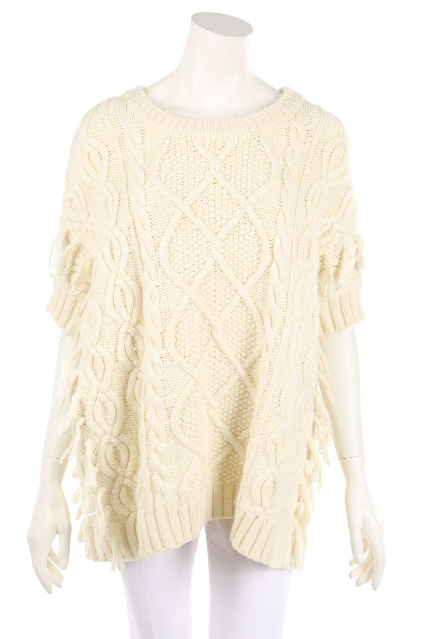 MAISON SCOTCH PETITE - Oversize-Strick-Pullover aus Woll-Mix mit Fransen - M