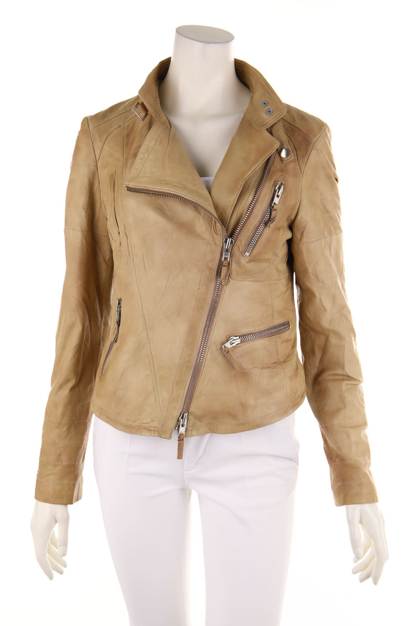 MANEBO - Lederjacke im Biker-Stil mit Zipper - D 38