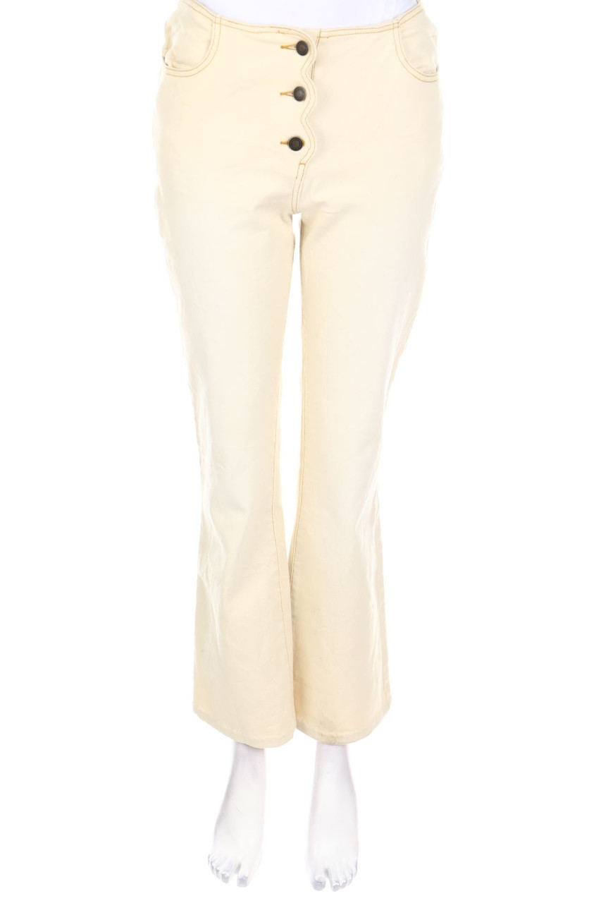 newport news - High Waist-Used Look Flared-Jeans - S