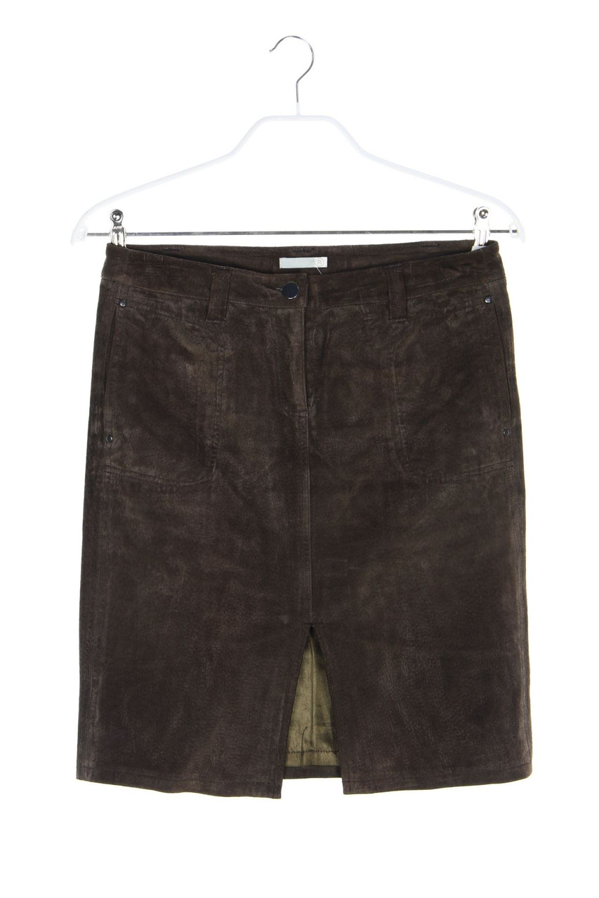 R - Velours-Leder-Rock mit Schlitz - D 36