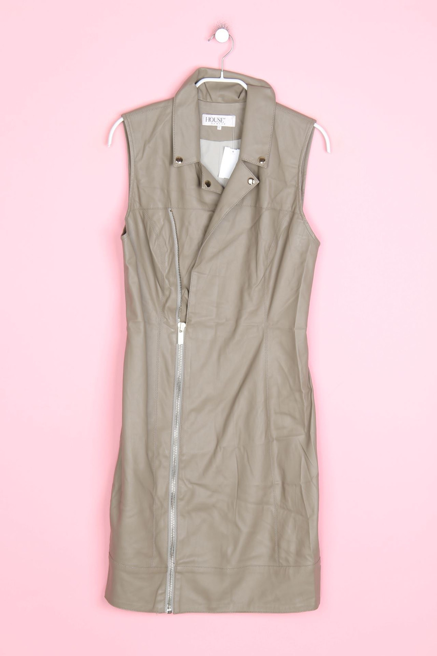 HOUSE OF CB LONDON - Faux Leather-Kleid mit asymmetrischem Schnitt - M