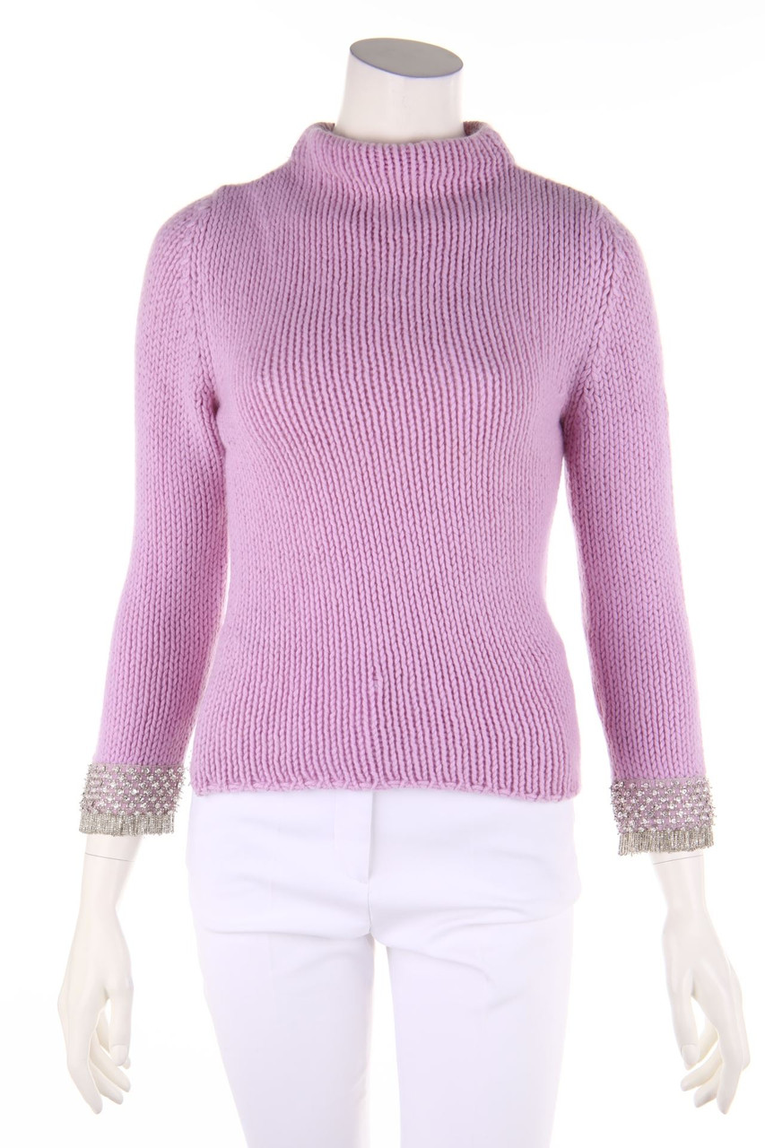 VICTOR ALFARO - Strick-Pullover aus 100% Kaschmir mit Schmuckstein-Applikation - XS