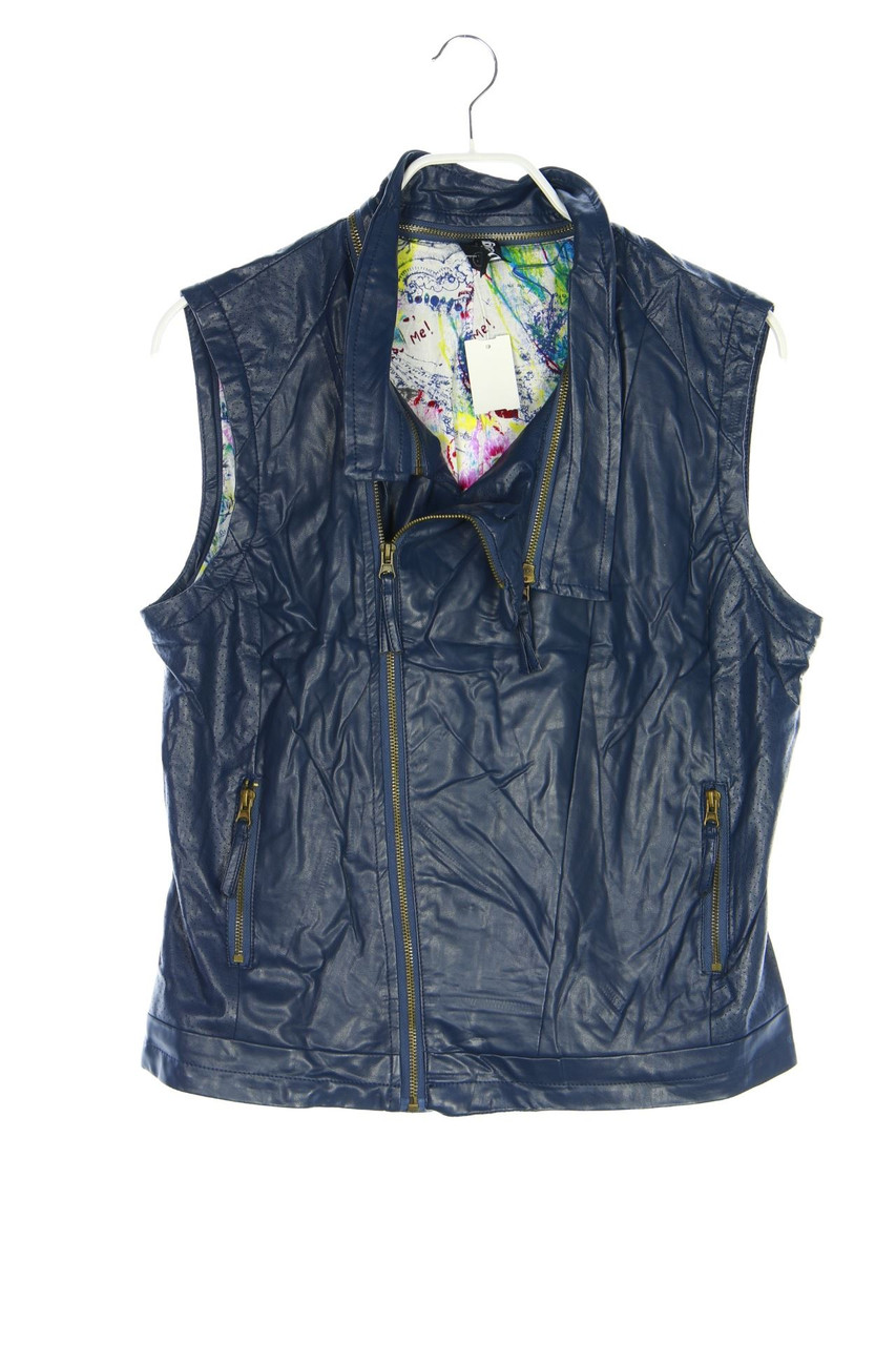 Desigual - Faux Leather-Weste mit Stickereien - S
