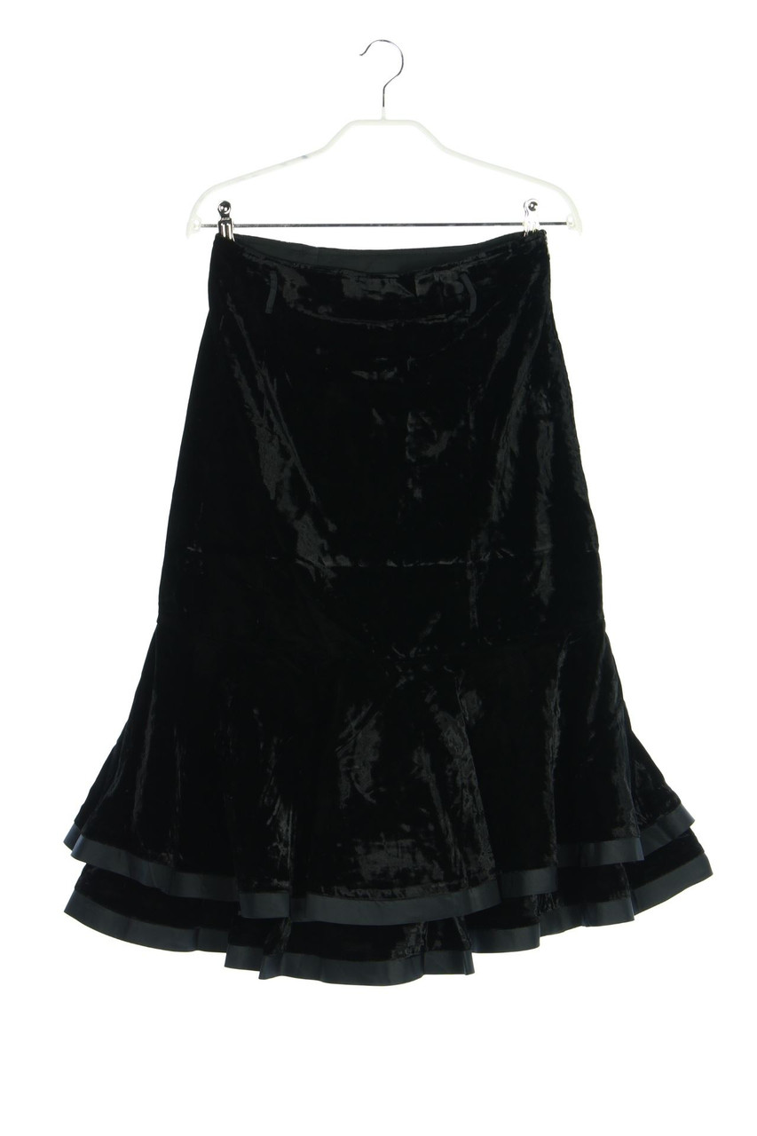 Louis Féraud PARIS - Vintage-Samt-Midirock im Layer Look mit Volants - D 42