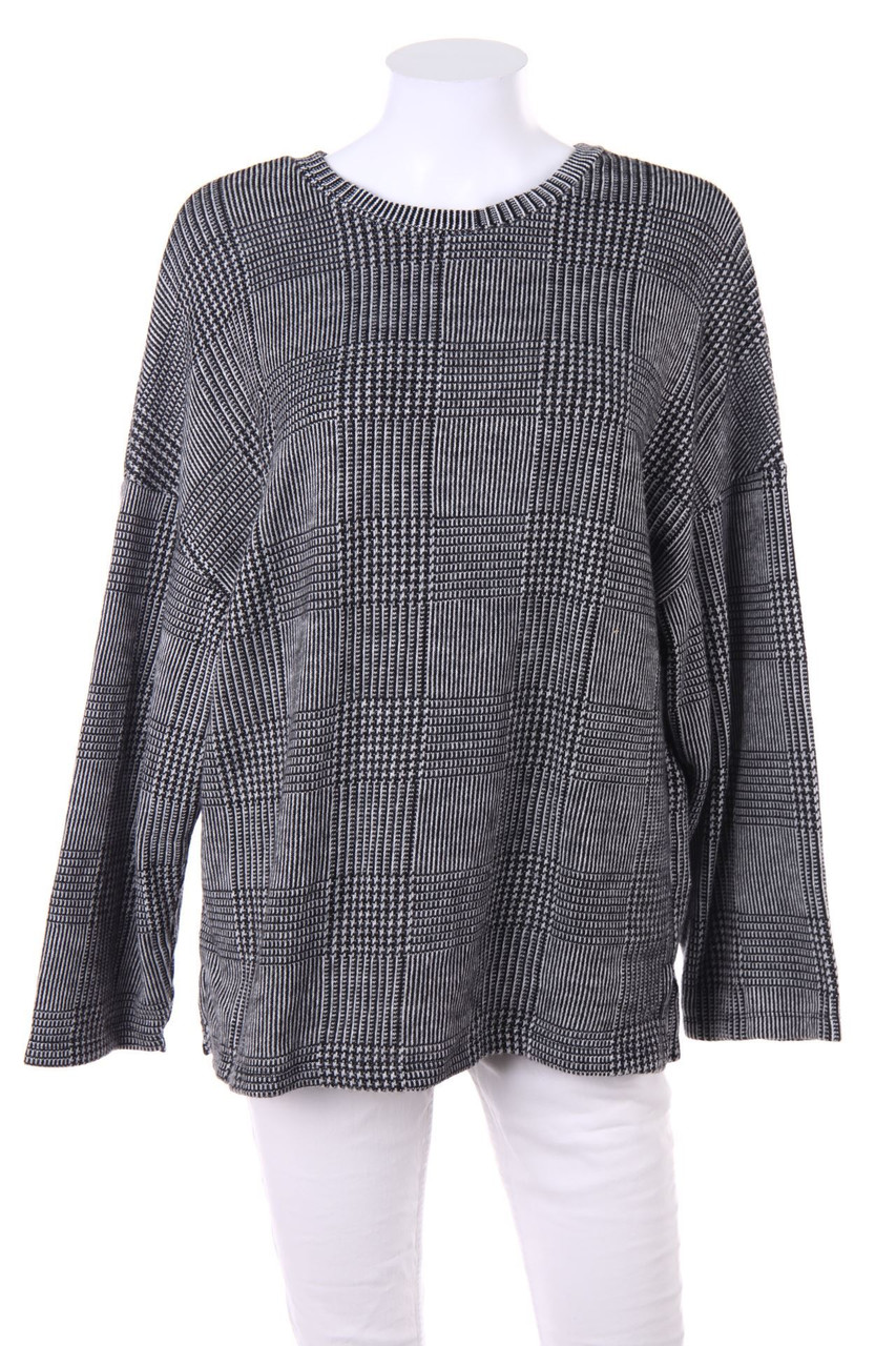 ZARA W&B - Strick-Pullover mit Karo-Muster - L