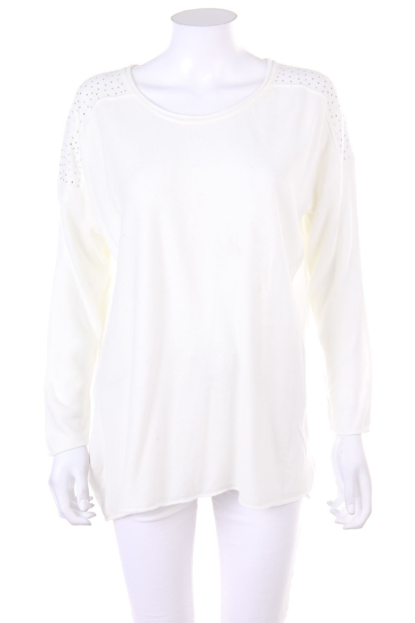 Ohne Label - Strick-Pullover mit Strass-Steinen - L