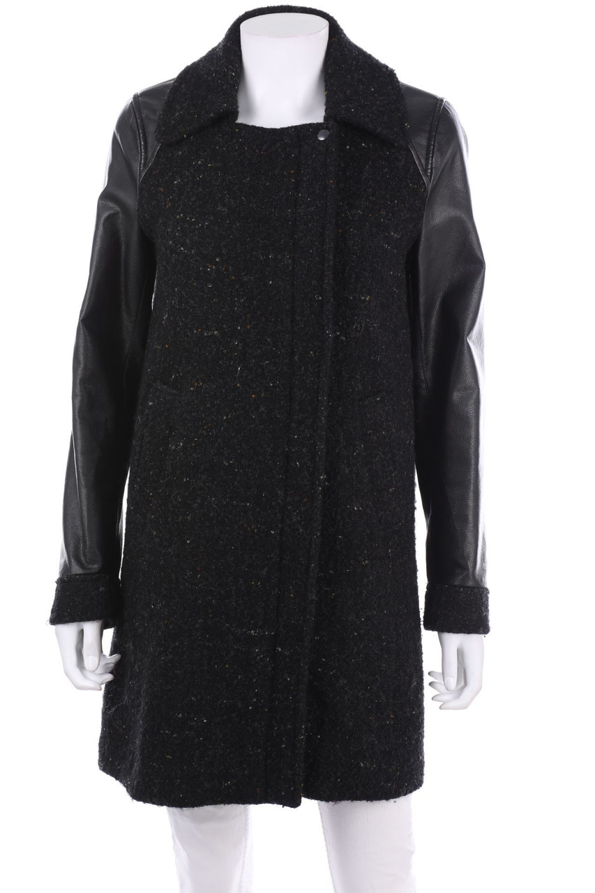 COMPTOIR DES COTONNIERS - Bouclé-Mantel aus Woll-Mix mit Kunstleder-Details - D 38