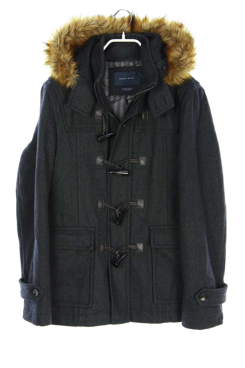 ZARA MAN - Jacke mit Faux Fur-Kragen - M