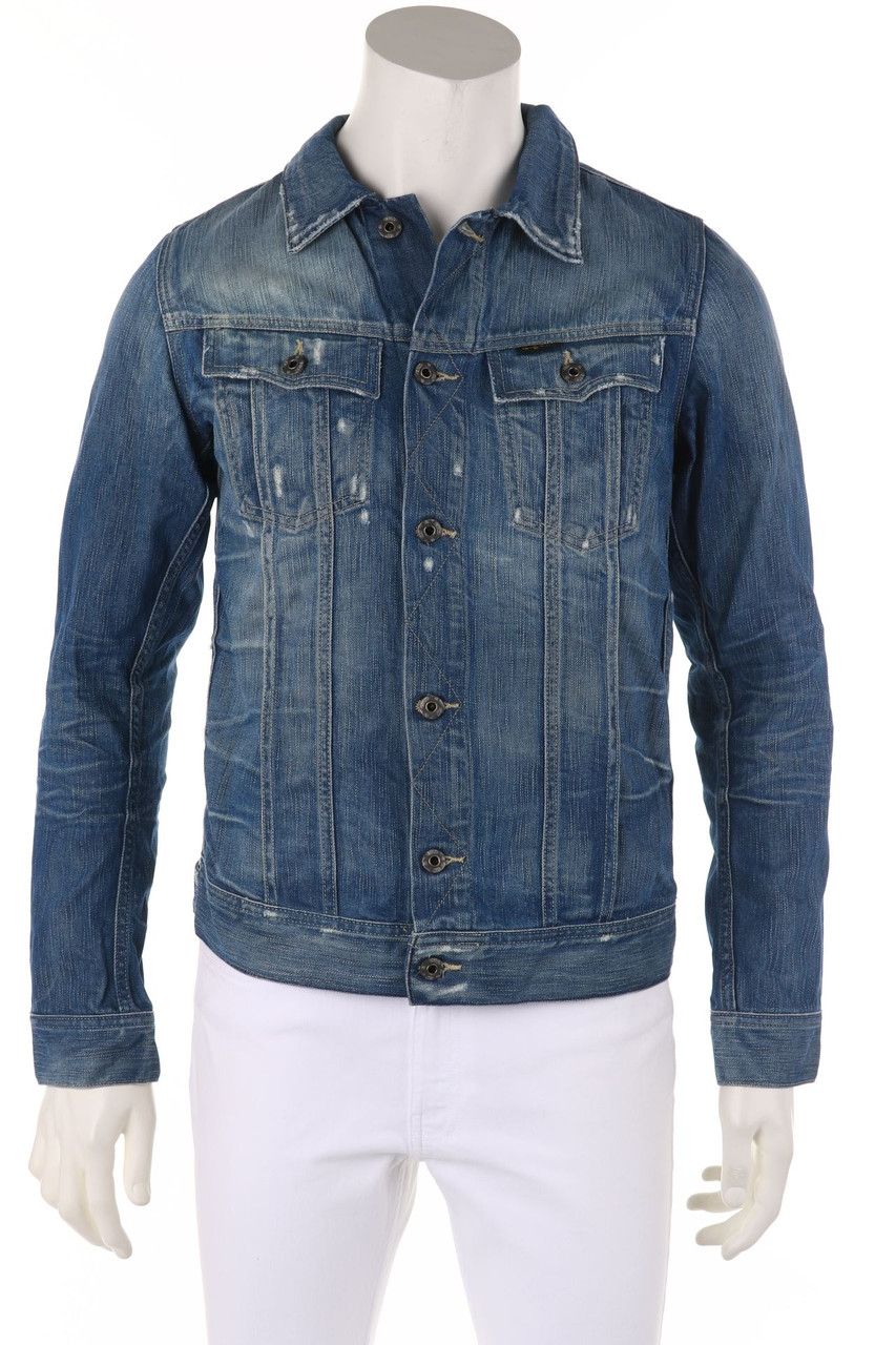 G-STAR RAW - distressed Jeans-Jacke mit Logo-Patch - M