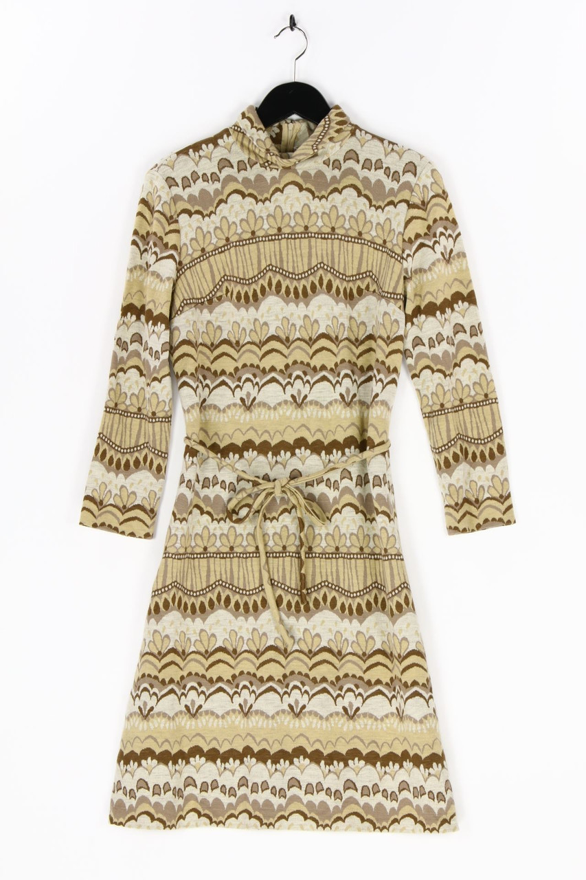 VINTAGE - Muster-Strickkleid mit Gürtel - M