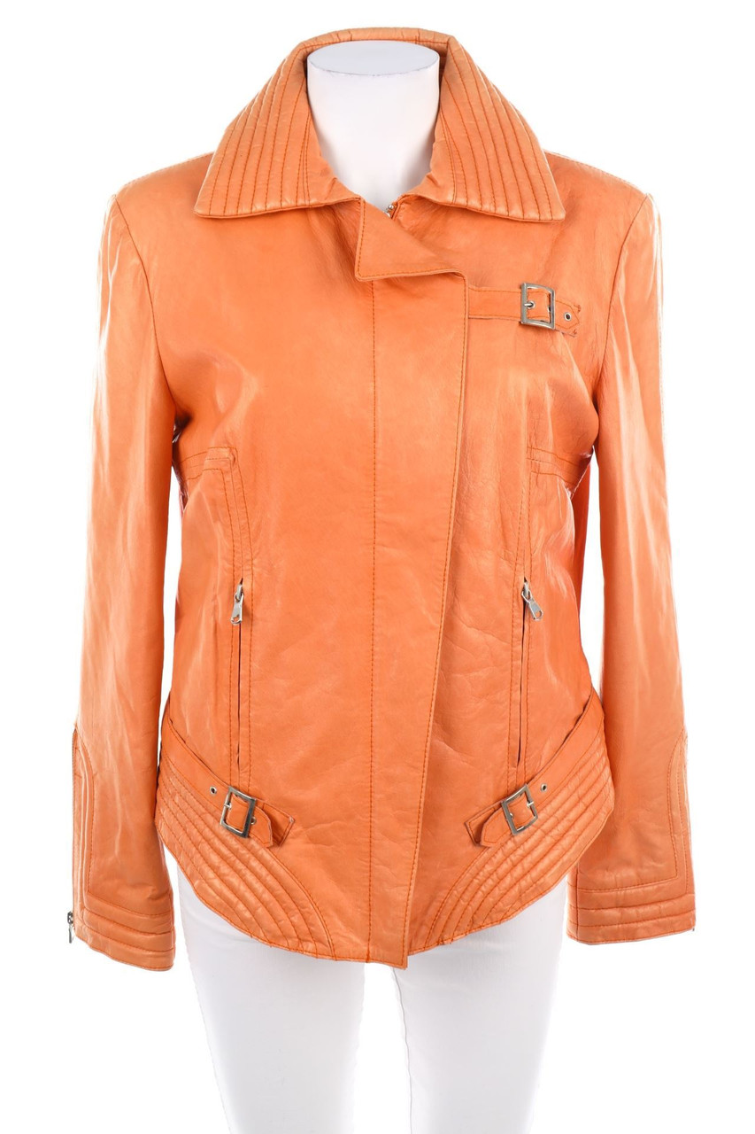 MANEBO - Lederjacke im Biker-Stil mit Riegeln - D 42