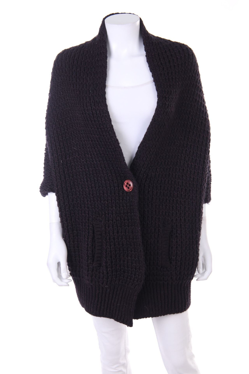 ZARA - Kurzarm-Strick-Cardigan aus Woll-Mix - M