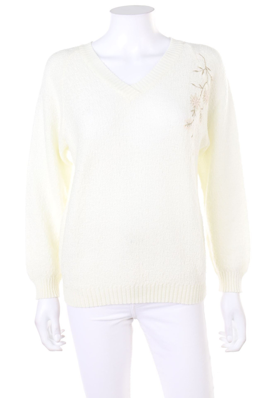 VINTAGE - Strick-Pullover mit Stickereien - D 44