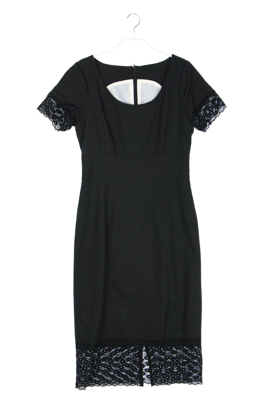 Ohne Label - Kurzarm-Kleid mit Spitze - D 38