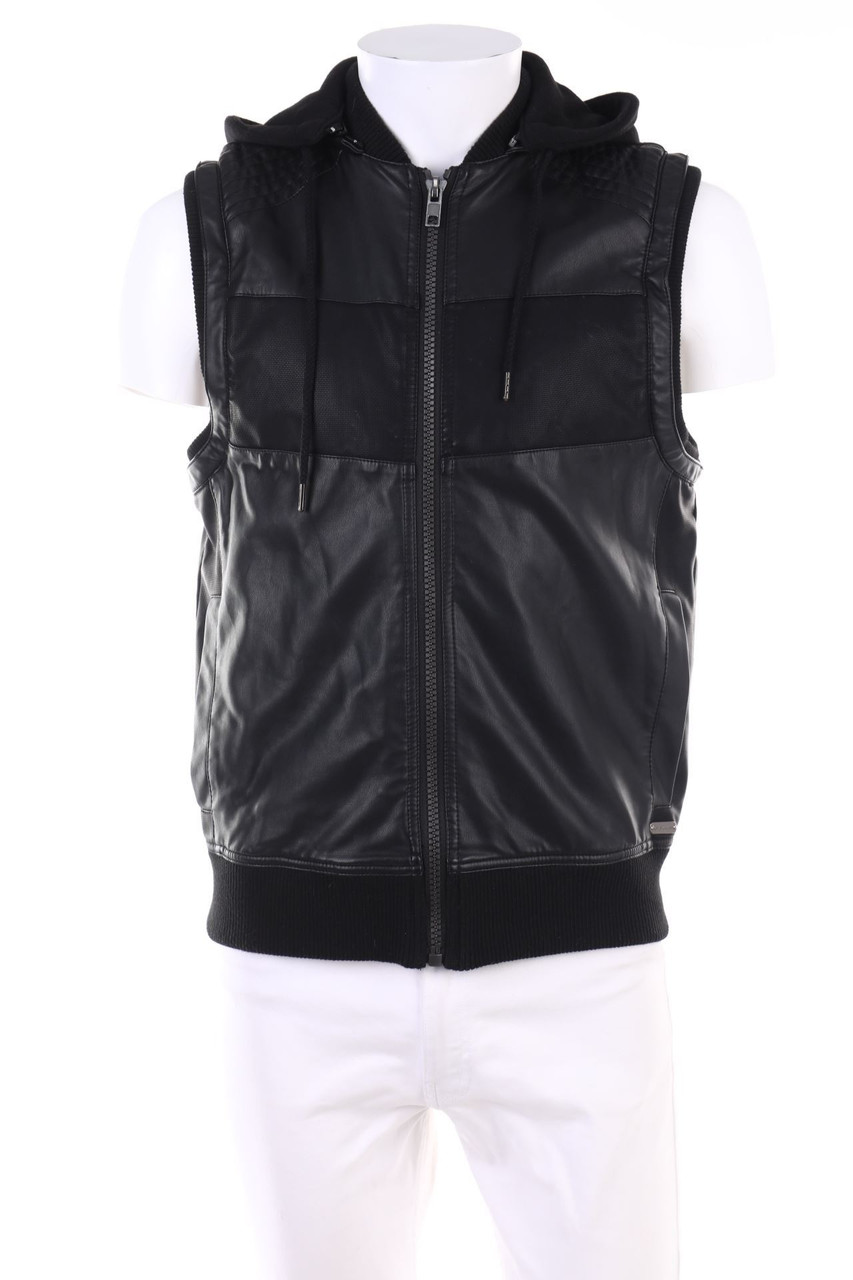 G by GUESS - Faux Leather-Weste mit Logo-Plakette - S