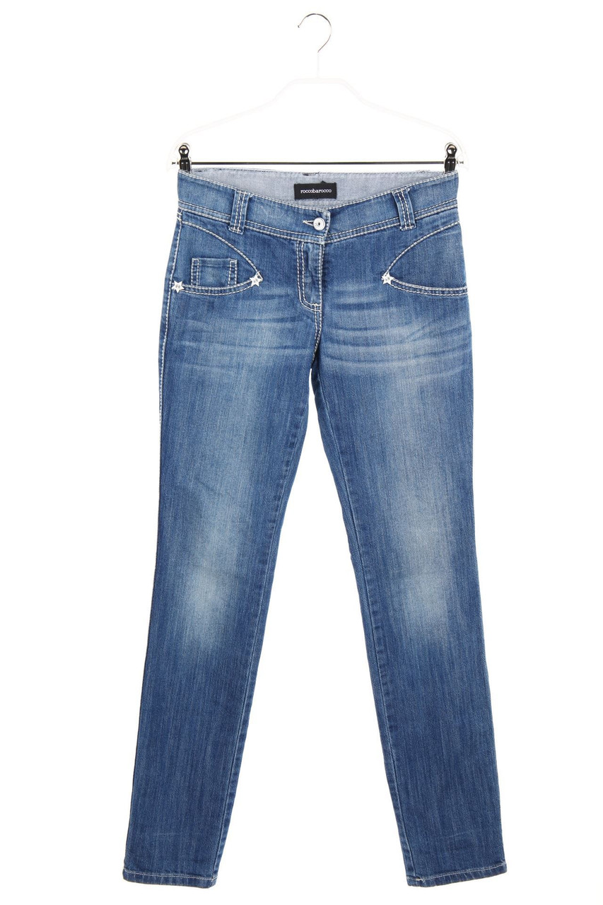 roccobarocco - Used Look Straight Cut Jeans mit Logo-Badge - D 36