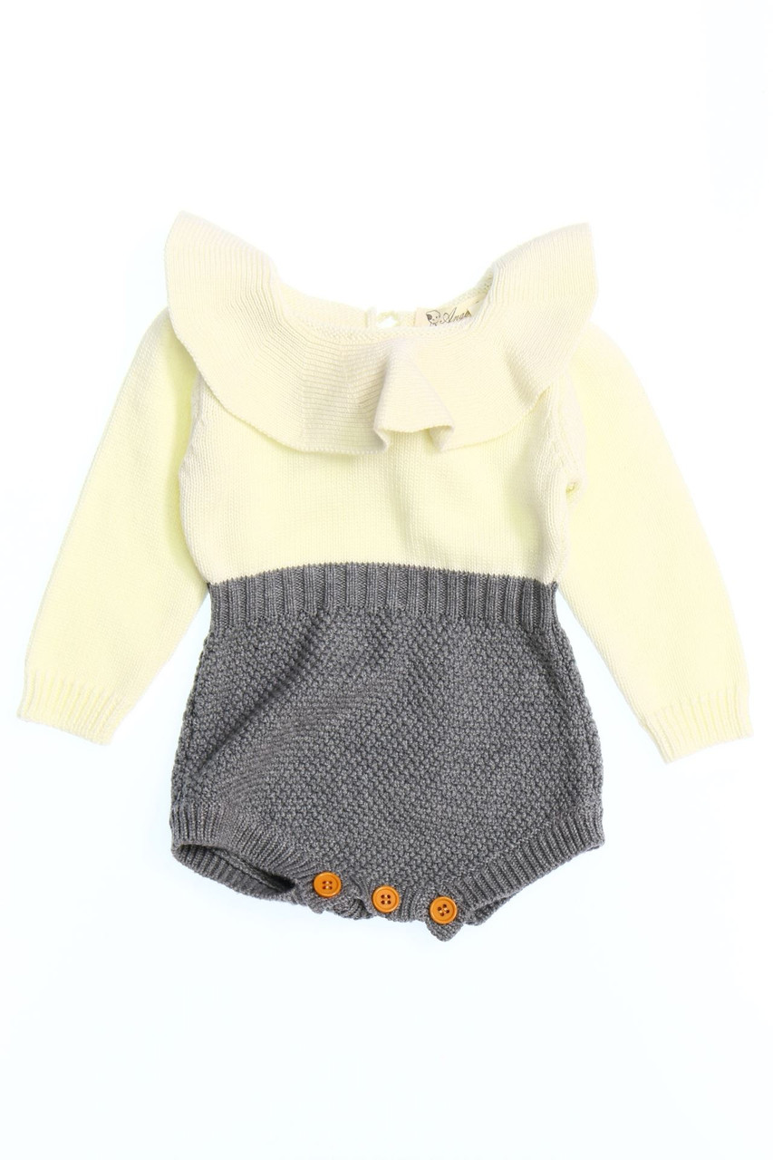 Angou - Two Tone-Strick-Body mit Volants - 62