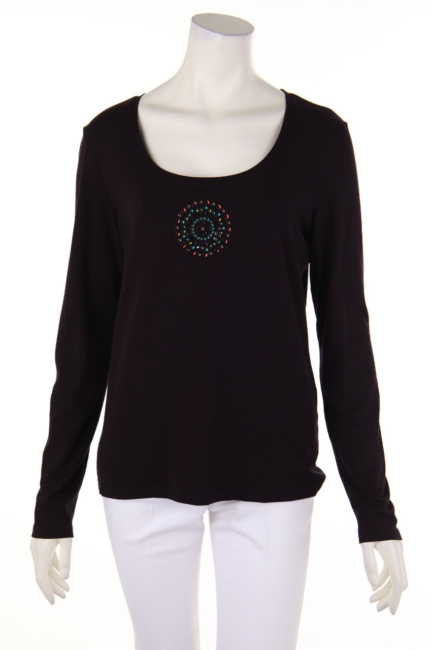 JOOP! - Longsleeve-Shirt mit Schmuckstein-Applikation - XXL