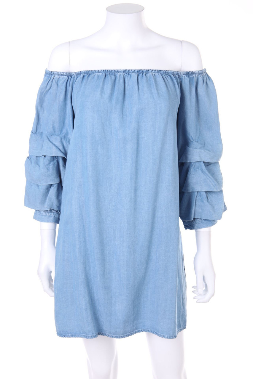 ZARA WOMAN - Carmen-Kleid in Denim-Optik - M