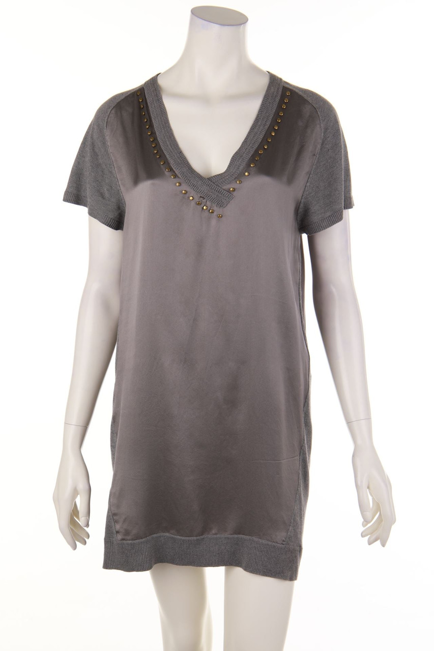 sandro - Kleid aus Seiden-Mischung mit Nieten - D 36