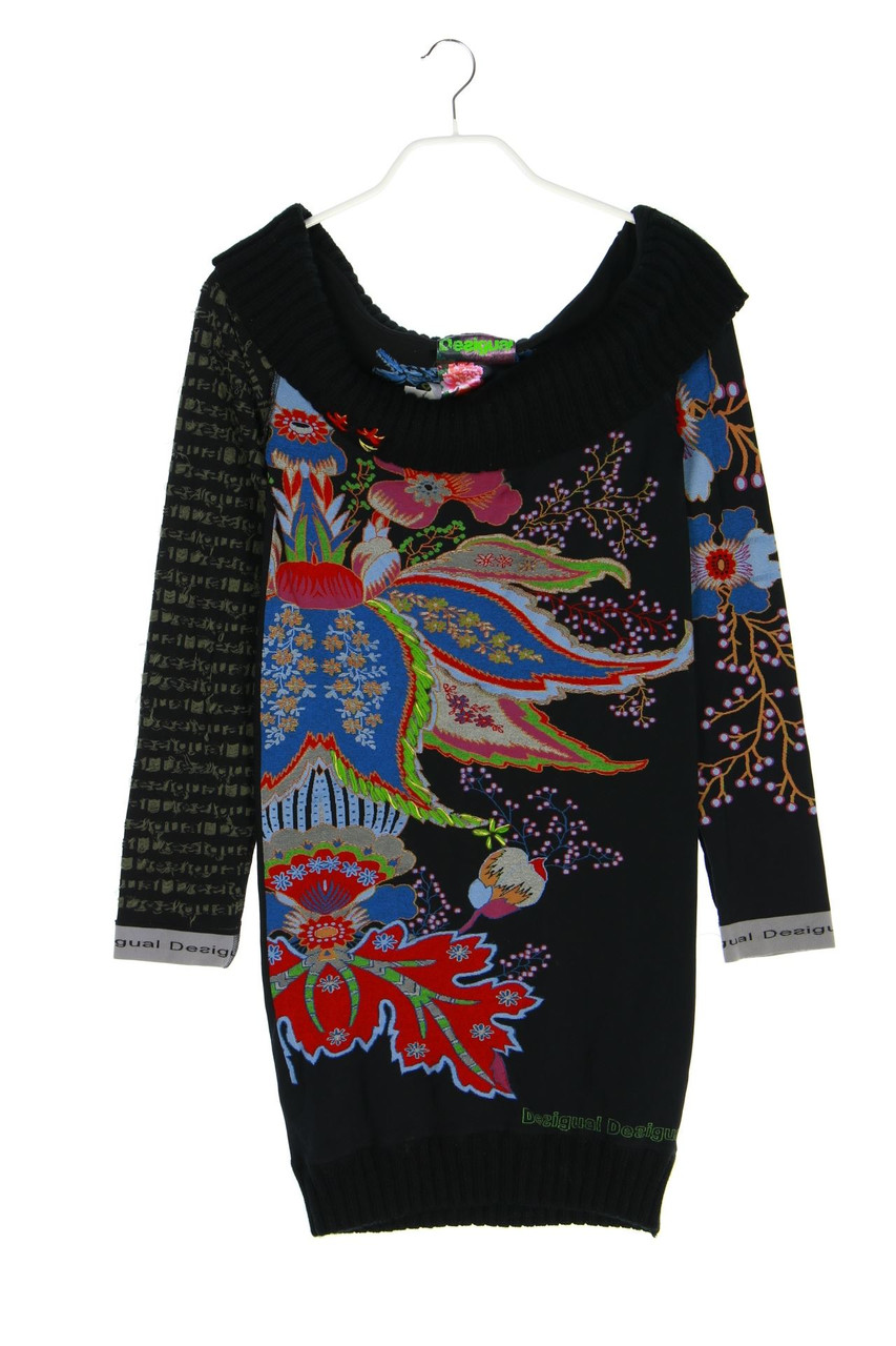 Desigual - Strickkleid mit Stickereien - L