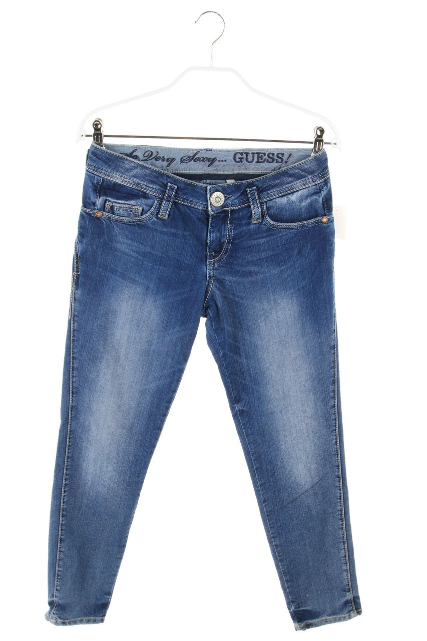 GUESS - Used Look Skinny-Jeans mit Logo-Plakette - W28