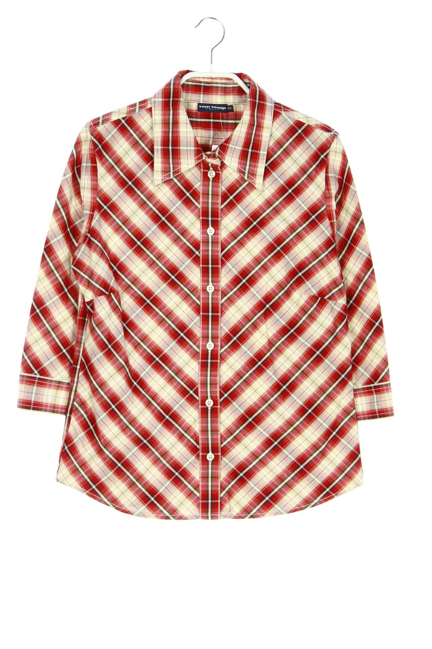 TOM TAILOR - Karo-Hemd-Bluse mit 3/4-Ärmel - D 36