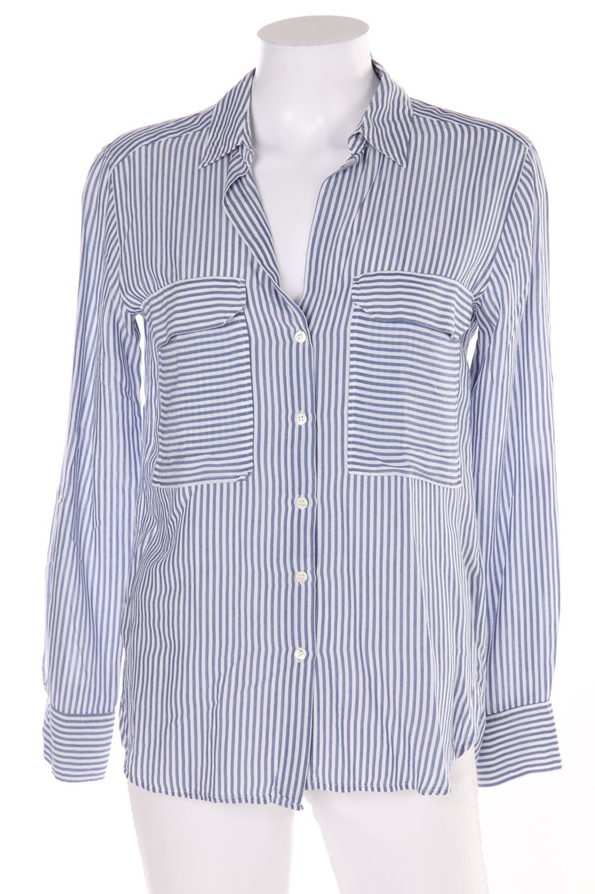 ZARA WOMAN - Streifen-Bluse mit Krempel-Ärmeln - XS