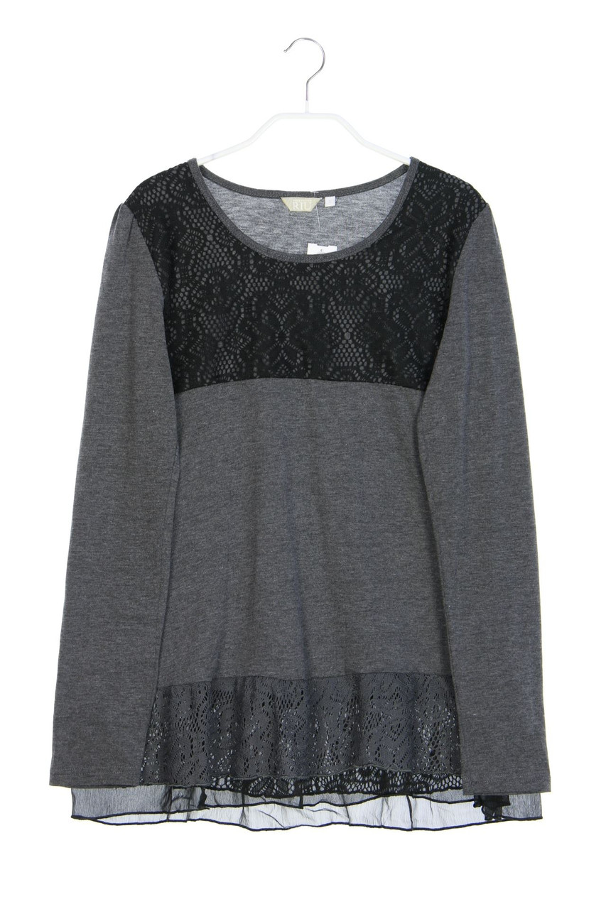 Jacqueline Riu - Longsleeve-Shirt mit Spitzen-Einsatz - S